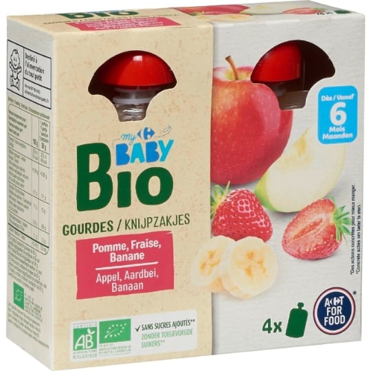 Compote bébé dès 6 mois Fruits Bio CARREFOUR BABY BIO