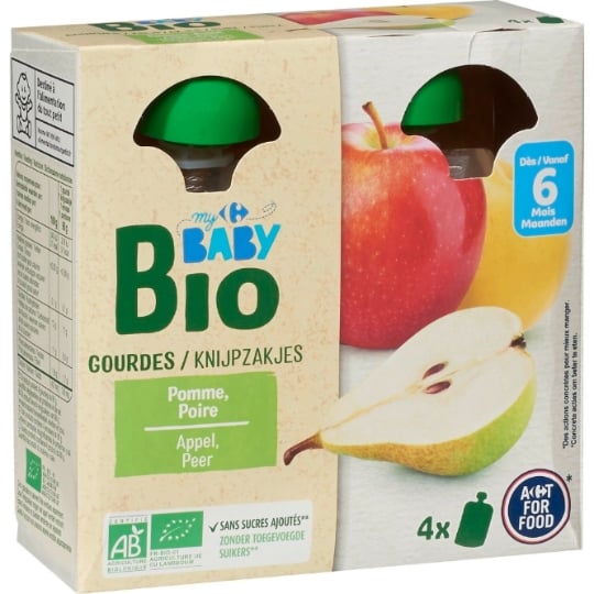 Compote bébé dès 6 mois Pomme Poire Bio CARREFOUR BABY BIO