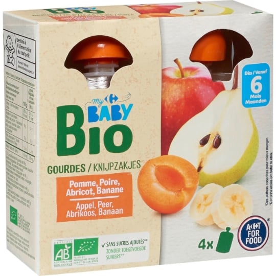 Compote bébé dès 6 mois Cocktail de Fruits Bio CARREFOUR BABY BIO