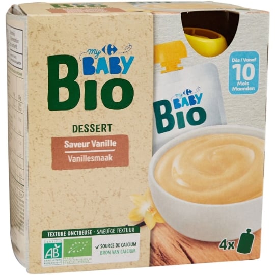 Dessert lacté bébé dès 10 mois Vanille Bio CARREFOUR BABY BIO