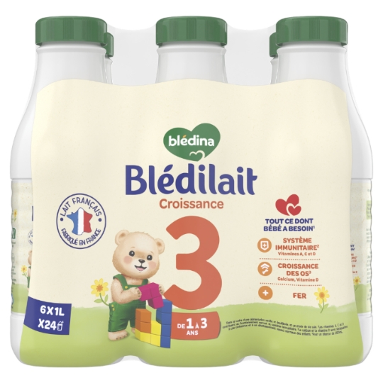 Lait bébé liquide 3ème âge Dès 12 Mois Croissance Blédilait BLEDINA