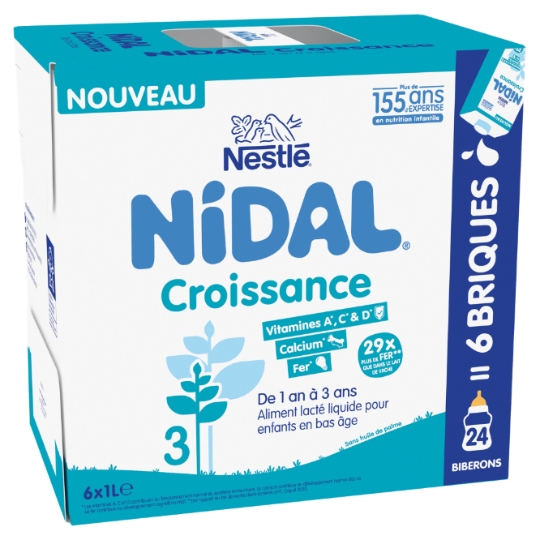 Lait bébé Liquide 3ème âge dès 12mois Croissance Nidal NESTLE