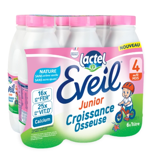 Lait bébé Liquide 4ème âge dès 18 mois Croissance Osseuse Eveil LACTEL