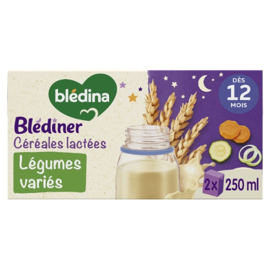 Lait et Céréales bébé du Soir dès 12 mois Légumes variés Blédiner Croissance BLEDINA
