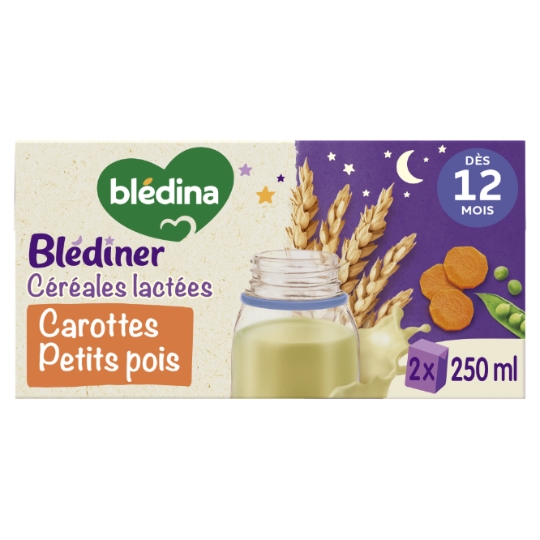 Lait et Céréales bébé du soir dès 12 mois Carottes Petits pois Blédiner BLEDINA