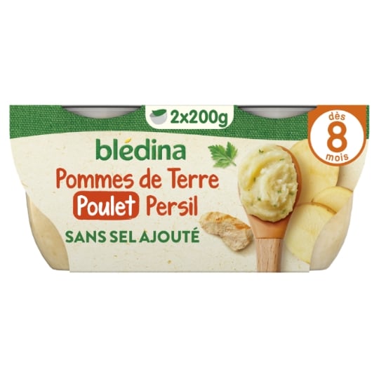 Plat bébé dès 8 mois Écrasé Pommes de terre Poulet Idées de maman BLEDINA