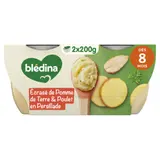 Plat bébé dès 8 mois Écrasé Pommes de terre Poulet Idées de maman BLEDINA