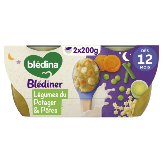 Plat bébé du soir dès 12 mois Légumes et Pâtes Blédiner BLEDINA