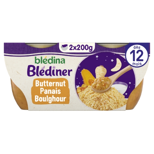 Plat bébé du soir dès 12 mois Légumes Butternut Panais Boulghour Blédiner BLEDINA
