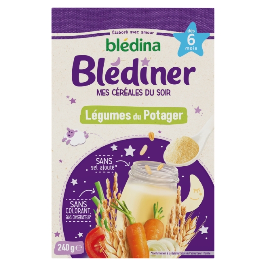 Céréales bébé du soir dès 6 mois Assortiment Légumes du potager Blédiner BLEDINA