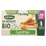 Plat bébé dès 4 à 6 mois Carottes Les Récoltes Bio BLEDINA