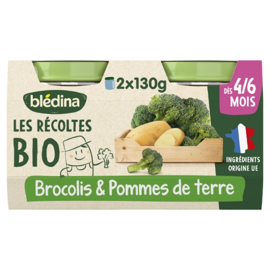 Plat bébé dès 4 à 6 mois Brocolis Pommes de terre Les Récoltes Bio BLEDINA