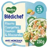Plat bébé dès 15 mois Risotto aux Courgettes Saumon du Pacifique et Mozzarella Blédichef BLEDINA