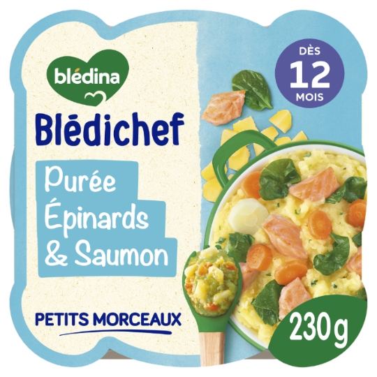 Plat bébé dès 12 mois Purée D'épinards Saumon Blédichef BLEDINA