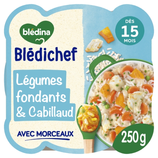 Plat bébé dès 15 mois Mijoté de Légumes Fondants et Cabillaud Blédichef BLEDINA