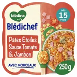 Plat bébé dès 15 mois Pâtes étoiles à la sauce Tomate et Jambon Blédichef BLEDINA