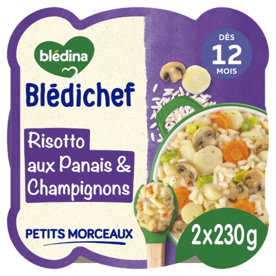 Plat bébé du soir dès 12 mois Risotto aux Panais et Champignons Blédichef BLEDINA