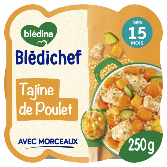 Plat bébé dès 15 mois Tagine de Poulet Citron et Touche de Coriandre Blédichef BLEDINA