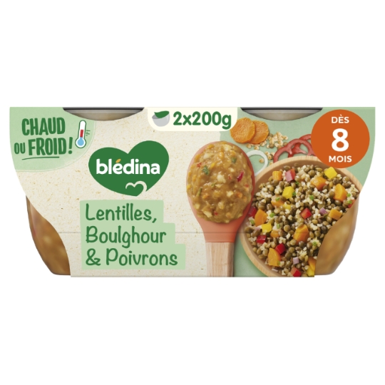 Plat bébé froid dès 8 mois Salade de Lentilles Boulghour Poivrons Mes premiers plats BLEDINA