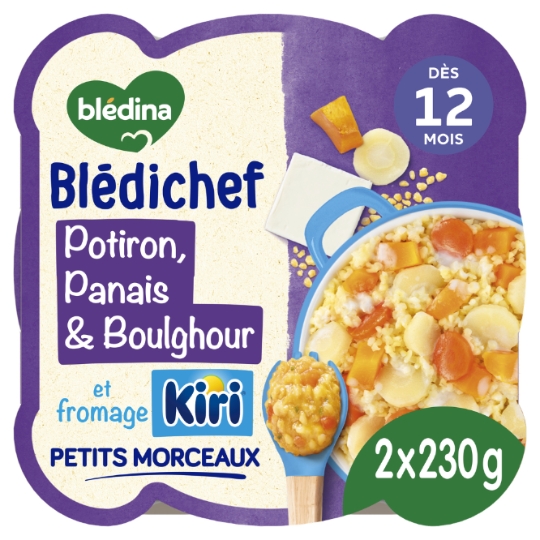 Plat bébé du soir dès 12 mois Potiron Panais Boulghour Kiri Blédichef BLEDINA