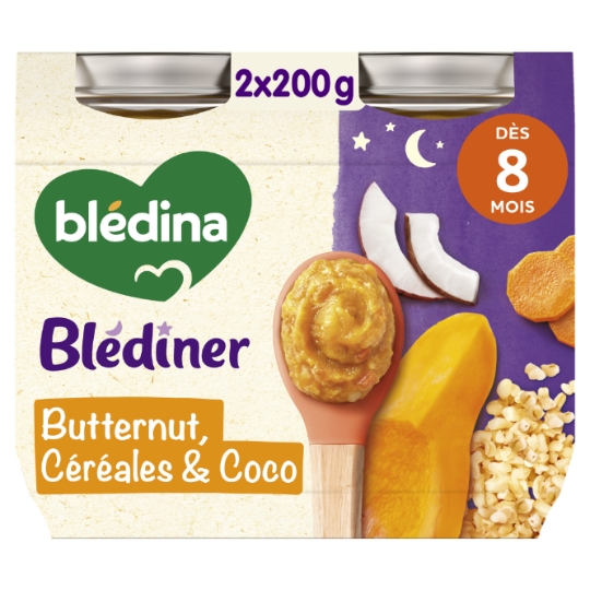 Plat Bébé Dès 8 mois Petits Morceaux Butternut Céréales et Coco Blediner BLEDINA