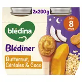 Plat Bébé Dès 8 mois Petits Morceaux Butternut Céréales et Coco Blediner BLEDINA