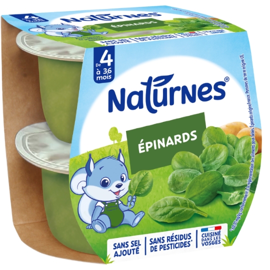 Plat bébé dès 4 à 6 Mois Épinards Naturnes NESTLE