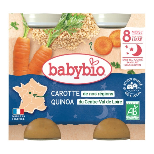 Plat bébé du soir dès 8 mois Carotte Quinoa Babybio BABYBIO