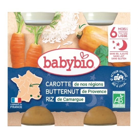 Plat bébé du soir dès 6 mois Carotte Potimarron Riz Bio BABYBIO