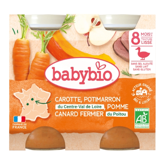 Plat bébé dès 8 mois Carotte Canard Babybio Menu du jour BABYBIO