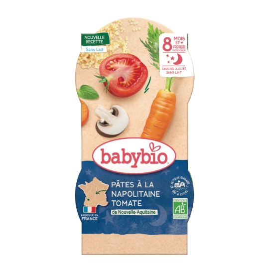 Plat bébé du soir dès 8 mois Pâtes Napolitaine BABYBIO