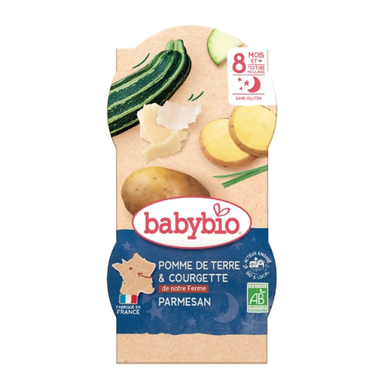 Plat bébé du soir dès 6 mois Pomme de terre Courgette et Parmesan BABYBIO
