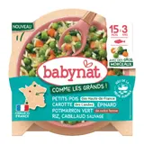 Plat pour bébé Dès 15 mois Petits Pois Carotte Épinard Potimarron Riz Cabillaud Sauvage Avec Des Gros Morceaux Comme Les Grands! Issu de la pêche durable Fabriqué en France BABYBIO