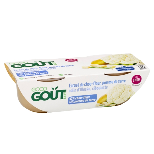 Plat bébé dès 8 mois Écrasé de Chou-fleur Pomme de terre et Colin d'Alaska Bio Good Goût GOOD GOUT
