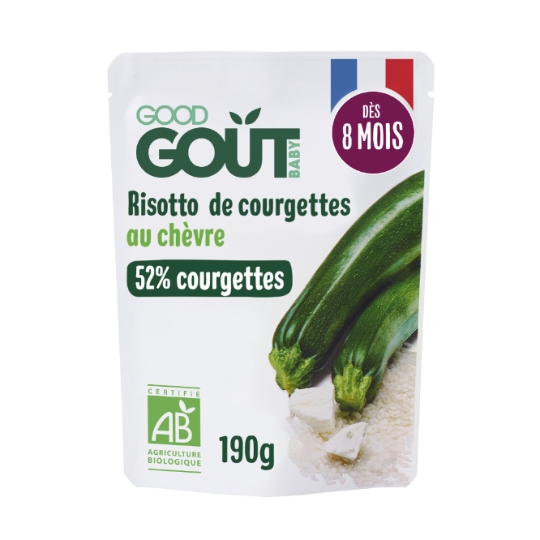 Plat Bébé dès 8 Mois Risotto De Courgette Au Chèvre Bio GOOD GOUT