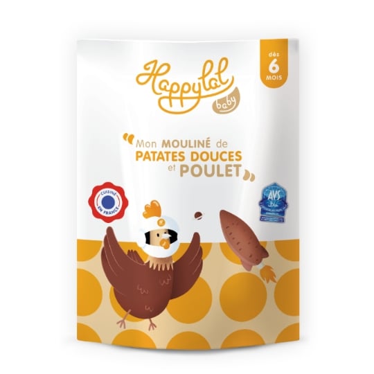 Plat bébé dès 6 mois Halal Patate douce Poulet HAPPYLAL