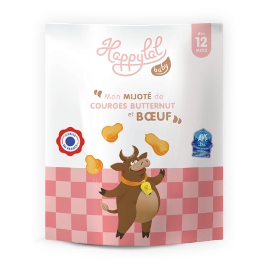 Plat bébé dès 12 mois Mijoté de courges Butternut et Bœuf HAPPYLAL