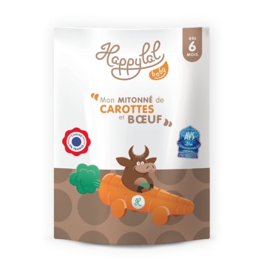Plat bébé dès 6 mois Halal Carottes Bœuf Mon mitonné HAPPYLAL BABY