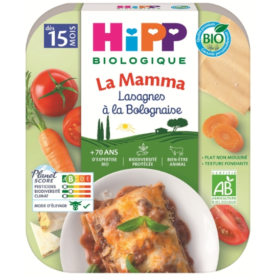 Plat bébé dès 15 mois Lasagnes à la bolognaise Bio La Mamma HIPP BIOLOGIQUE