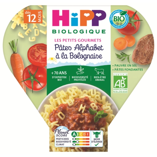Plat bébé dès 12 mois Pâtes Bolognaise Bio Les Petits Gourmets HIPP BIOLOGIQUE
