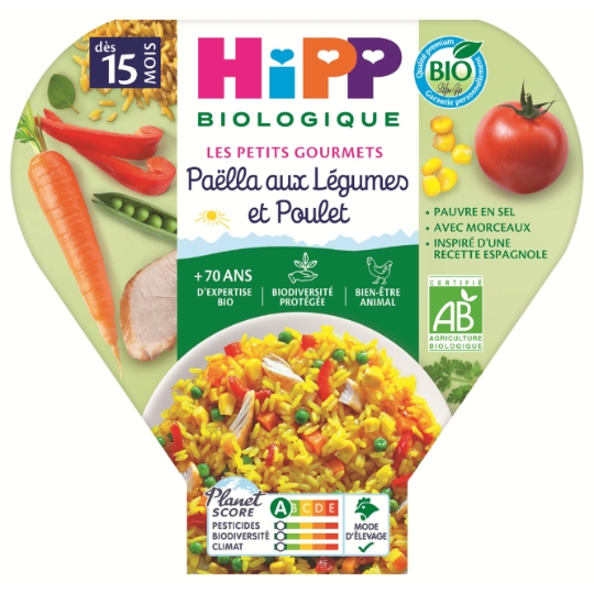 Plat bébé dès 15 mois Paëlla aux légumes et Poulet Bio Les Petits Gourmets HIPP BIOLOGIQUE