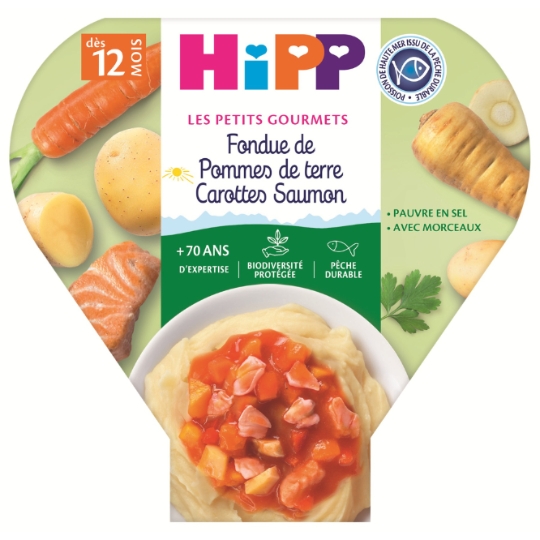Plat bébé dès 12 mois Pomme de terre Carotte Saumon Les Petits Gourmets HIPP BIOLOGIQUE