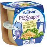 Plat bébé du soir dès 12 Mois Petits pois Pâtes P'tit souper NATURNES