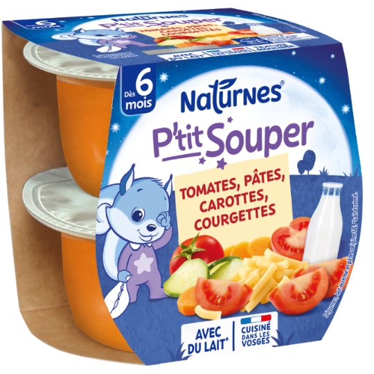 Plat bébé du soir dès 6 mois Tomates Pâtes P'tit Souper NATURNES