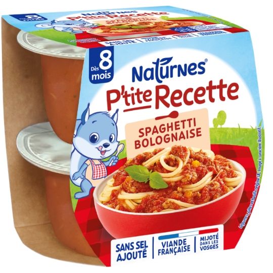 Plat bébé dès 8 mois Spaghetti bolognaise P'tite Recette NATURNES