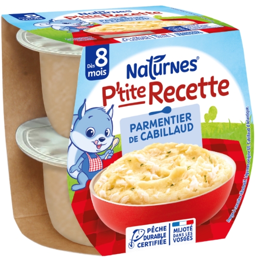Plat bébé dés 8 mois Parmentier de cabillaud P'tite recette NATURNES