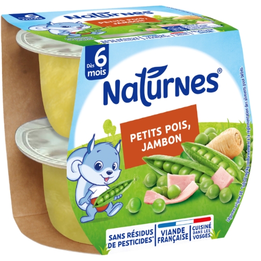 Plat bébé dés 6 mois Petits pois Jambon NATURNES
