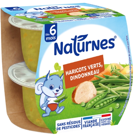 Plat bébé Dès 6 mois Haricots Verts et Dindonneau NATURNES
