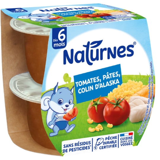Plat bébé dès 6 mois Tomates Pâtes et Colin NATURNES