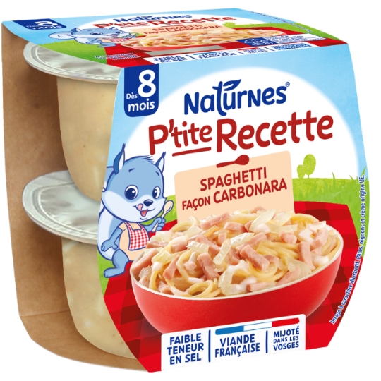 Plat bébé spaghetti façon carbonara NATURNES